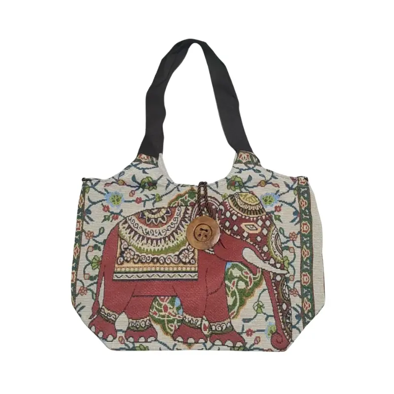 Women’s “Elephant Hong Kong” Embroidered Canvas Tote