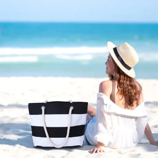 Striped Beach Tote Bag